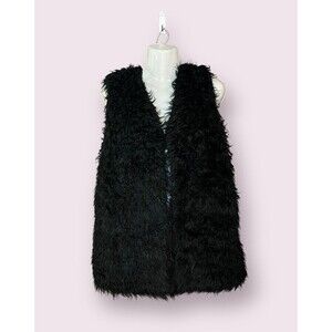 Wenxi Faux Fur Black Sleevless Vest Size Medium